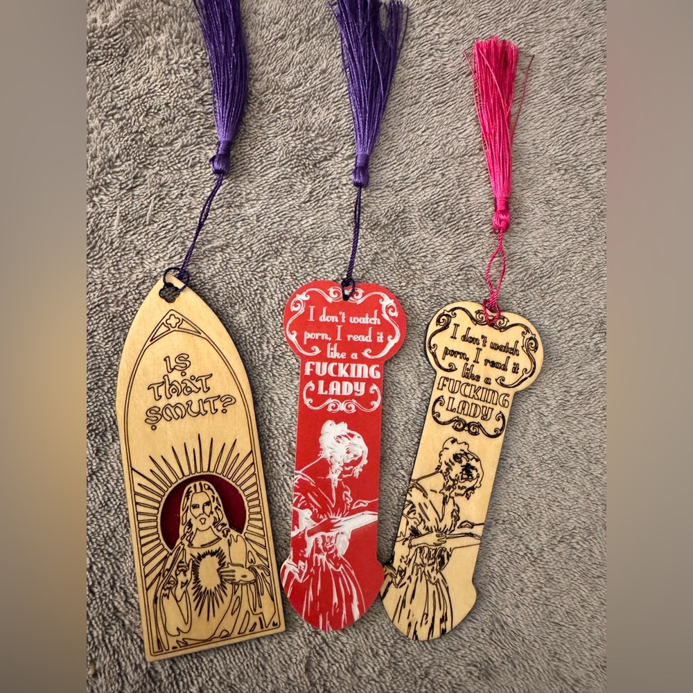 Handmade Wood Engraved Adult Humor Bookmark PICK ONE - Picture 1 of 3